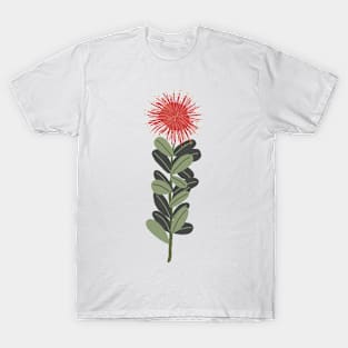 Red and Green stylized pohutakava bloom T-Shirt